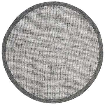 SAFAVIEH Abstract Collection 8' Round Navy/Ivory ABT220C Handmade Premium Wool Entryway Foyer Living Room Bedroom Kitchen Area Rug