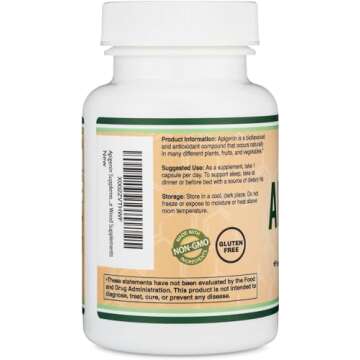 Apigenin Supplement - 50mg per Capsule, 120 Count (Powerful Bioflavonoid Found in Chamomile Tea for Relaxation, Sleep, and Mood) Senolytic Flavonols for Aging (Gluten Free) by Double Wood