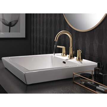 Delta Faucet Trinsic Widespread Bathroom Faucet 3 Hole, Gold Bathroom Faucet, Diamond Seal Technolog...