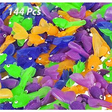 4E's Novelty 144 Plastic Goldfish Mini 2" Vinyl Gold Fish Toys for Kids - Carnival Games, Animal Sea...