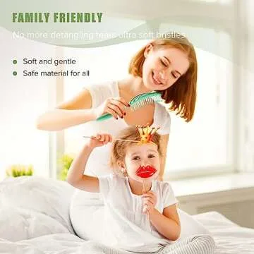 SHINLEA Hair Brush, Detangle Anti Tangle Brush, Spiral Hairbrush for Wet & Dry Hair, Women, Men, Kids, Glide Through Tangles For All Hair Types, Green