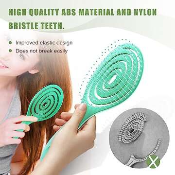 SHINLEA Hair Brush, Detangle Anti Tangle Brush, Spiral Hairbrush for Wet & Dry Hair, Women, Men, Kids, Glide Through Tangles For All Hair Types, Green