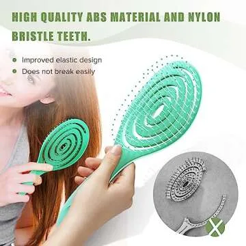 SHINLEA Hair Brush, Detangle Anti Tangle Brush, Spiral Hairbrush for Wet & Dry Hair, Women, Men, Kids, Glide Through Tangles For All Hair Types, Green
