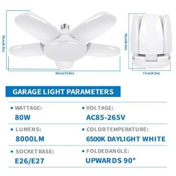 Sujeet Garage Light 80W 8000lm LED Shop Lights 2 Pack