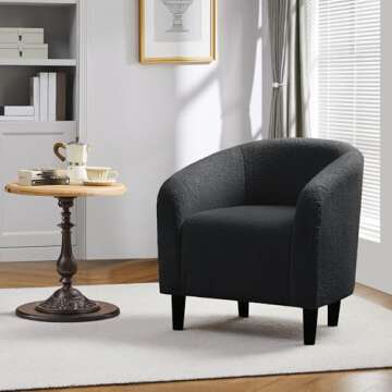 Yaheetech Accent Barrel Chair, Boucle Fabric Club Chair, Furry Sherpa Elegant Armchair with Cozy Sof...