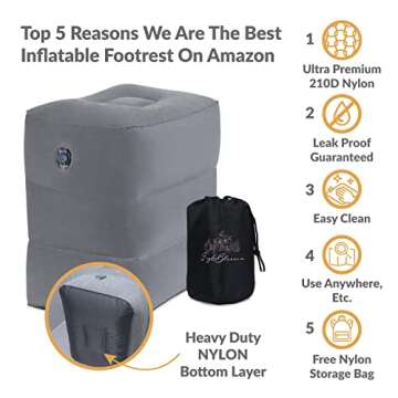 Inflatable Airplane Footrest Pillow | Inflatable Kids Travel Bed | Adjustable Height Inflatable Foot...