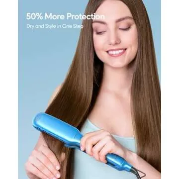 Wavytalk Hair Straightener, 1.7 Inch Wide Vent Sesh Titanium Wet to Dry Flat Iron, Straightener for Damp or Dry Hair (Blue)