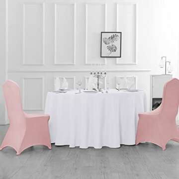 Round Tablecloth - 120 Inch Round Tablecloth - Stain and Wrinkle Resistant Washable Polyester Table Cloth, Decorative Fabric Table Cover for Dining Table, Buffet Parties and Wedding, White