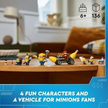 LEGO Despicable Me 4 Minions and Banana Car Toy Gift - Creative Building Set for Kids