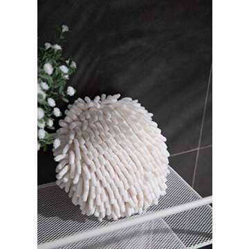 MAYITBE Soft Absorbent Chenille Hand Towels, Decorative Hanging Fuzzy Towels Ball, Thick Drying Clot...
