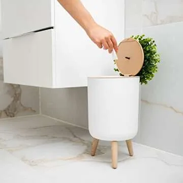 Earth & Mango Small Bathroom Trash Can for Stylish Décor