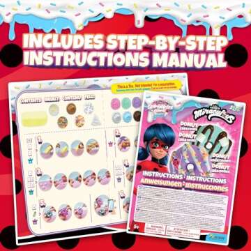 Miraculous Ladybug Sprinkles n' Slimy Kit - DIY Donuts Slime with Donut Maker, Slime, Sprinkles, Marshmallow - Fun and Creative Craft Kit, Role Play Toys for Kids - Safe & Non-Toxic Ingredients