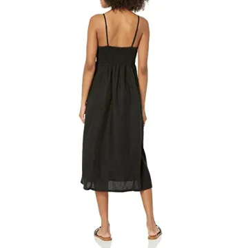 Stylish Black Strappy V-neck Midi Dress for Every Occasion