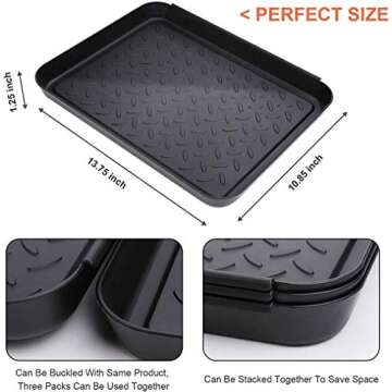 Boot Tray for Entryway,Pet Food Mat Tray,13.7*10.6*1.2 inch 3 Packs,Plastic Boot Mat Tray w/Lip,Dog ...