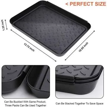 Boot Tray for Entryway,Pet Food Mat Tray,13.7*10.6*1.2 inch 3 Packs,Plastic Boot Mat Tray w/Lip,Dog ...
