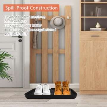 Boot Tray for Entryway,Pet Food Mat Tray,13.7*10.6*1.2 inch 3 Packs,Plastic Boot Mat Tray w/Lip,Dog Water Mat-Rubber Shoe Mat-Trash Can Mat-Wet Shoe Mats-Pet Food Tray-Suitable for Indoor and Outdoor