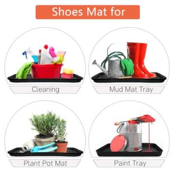 Boot Tray for Entryway,Pet Food Mat Tray,13.7*10.6*1.2 inch 3 Packs,Plastic Boot Mat Tray w/Lip,Dog Water Mat-Rubber Shoe Mat-Trash Can Mat-Wet Shoe Mats-Pet Food Tray-Suitable for Indoor and Outdoor