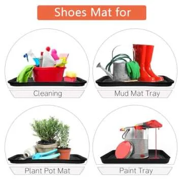 Boot Tray for Entryway,Pet Food Mat Tray,13.7*10.6*1.2 inch 3 Packs,Plastic Boot Mat Tray w/Lip,Dog Water Mat-Rubber Shoe Mat-Trash Can Mat-Wet Shoe Mats-Pet Food Tray-Suitable for Indoor and Outdoor