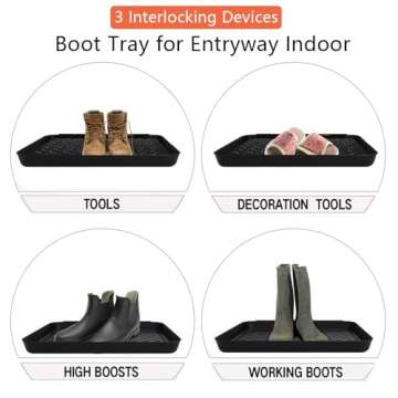 Boot Tray for Entryway,Pet Food Mat Tray,13.7*10.6*1.2 inch 3 Packs,Plastic Boot Mat Tray w/Lip,Dog Water Mat-Rubber Shoe Mat-Trash Can Mat-Wet Shoe Mats-Pet Food Tray-Suitable for Indoor and Outdoor