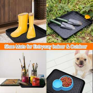 Boot Tray for Entryway,Pet Food Mat Tray,13.7*10.6*1.2 inch 3 Packs,Plastic Boot Mat Tray w/Lip,Dog Water Mat-Rubber Shoe Mat-Trash Can Mat-Wet Shoe Mats-Pet Food Tray-Suitable for Indoor and Outdoor