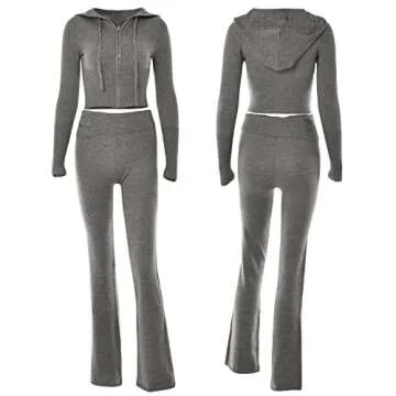 NUFIWI Women Ribbed Knit 2 Piece Loungewear Set
