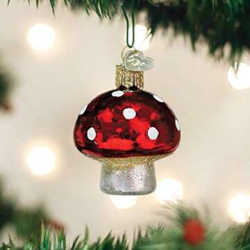 Old World Christmas Glass Blown Ornament Lucky Mushroom (28118)