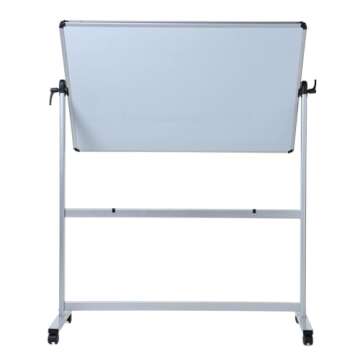VIZ-PRO Double-Sided Magnetic Mobile Whiteboard,44 x 30 Inches Aluminium Frame and Stand