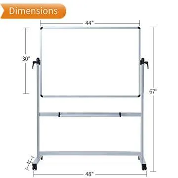 VIZ-PRO Double-Sided Magnetic Mobile Whiteboard,44 x 30 Inches Aluminium Frame and Stand