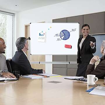 VIZ-PRO Double-Sided Magnetic Mobile Whiteboard,44 x 30 Inches Aluminium Frame and Stand