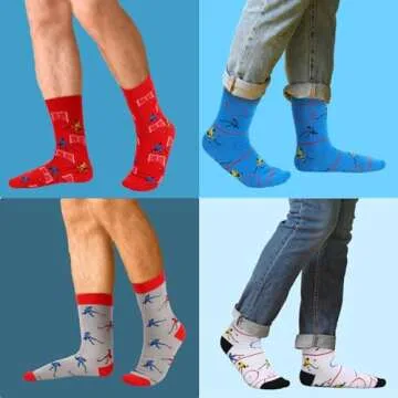 Xaatren 12 Pairs of Soccer Baseball Hockey Basketball Softball Socks Novelty Socks Sports Novelty Gifts(Medium,Hockey)