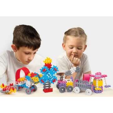 Mini Waffle Block Construction Playset- 70 Interlocking Puzzle Pieces- Improves Motor Skills- STEAM/STEAM Montessori Toys for Boys and Girls Ages 3+