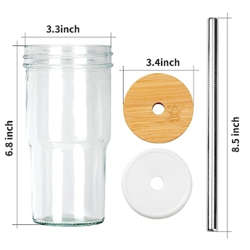 Richro Glass Cups Set of 4 for Boba and Iced Drinks