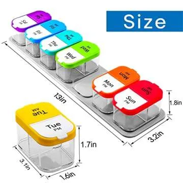 Extra Large Weekly Pill Organizer, Greencycle 2 Times A Day Medicine Organizer AM/PM Pill Cases Moisture-Proof Pill Box Big Compartments to Hold Vitamins Fish Oil for Elders Arthritic Patients