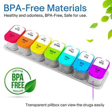 Extra Large Weekly Pill Organizer, Greencycle 2 Times A Day Medicine Organizer AM/PM Pill Cases Moisture-Proof Pill Box Big Compartments to Hold Vitamins Fish Oil for Elders Arthritic Patients