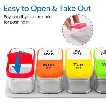 Extra Large Weekly Pill Organizer, Greencycle 2 Times A Day Medicine Organizer AM/PM Pill Cases Moisture-Proof Pill Box Big Compartments to Hold Vitamins Fish Oil for Elders Arthritic Patients