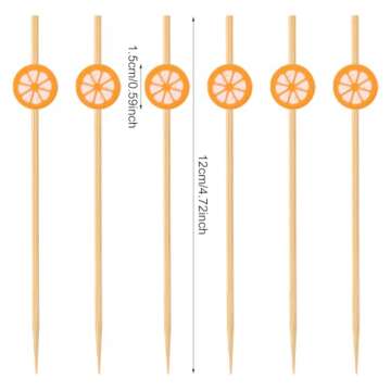 Honbay 100PCS Orange Bamboo Cocktail Picks - Stylish Culinary Garnishes