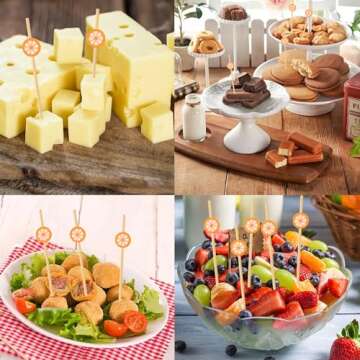 Honbay 100PCS Orange Bamboo Cocktail Picks for Any Event