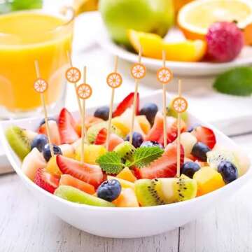 Honbay 100PCS Orange Bamboo Cocktail Picks for Any Event