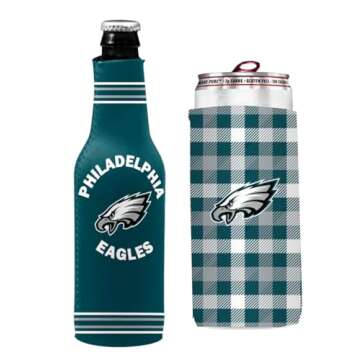 Football Can & Bottle Holder Insulator Beverage Huggie Cooler (Philadelphia Green Crest/Logo (Eagles...