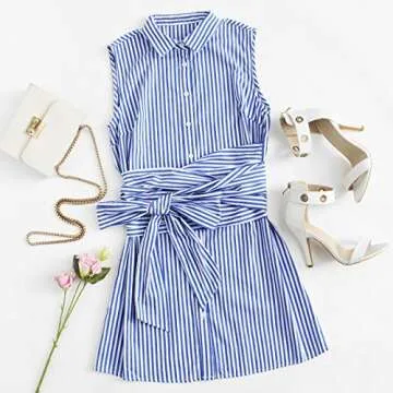 Stylish ROMWE Sleeveless Striped Summer Dress for Women