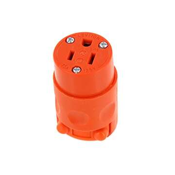 Leviton 515CV-OR 15 Amp, 125 Volt, PVC Grounding Cord Outlet, Orange