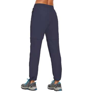 PINSPARK Women Zip Off Hiking Pants Plus Size Water Resistant Pants Convertible Shorts Lightweight Camping Travel Sweatpants Navy Blue XXL