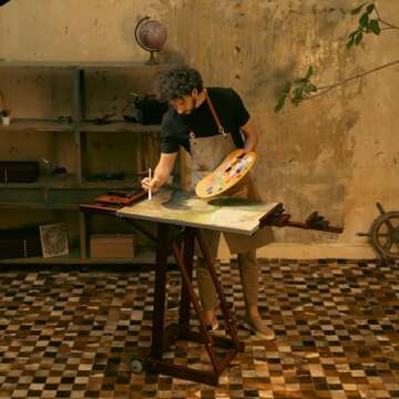 MEEDEN Multi-Function Studio Easel,H-Frame Easel,Painting Easel for Adults,Artist Easel,Floor Easel,Solid Beech Wood Easel w/Front Wheels,Holds Canvas Art up to 77" - Walnut