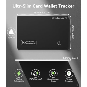 Ultra-Thin Air Tag Wallet Tracker Card 0.07in IP68 Waterproof Bluetooth Tracker for Wallets, Passpor...