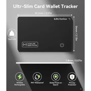 Ultra-Thin Air Tag Wallet Tracker Card 0.07in IP68 Waterproof Bluetooth Tracker for Wallets, Passpor...