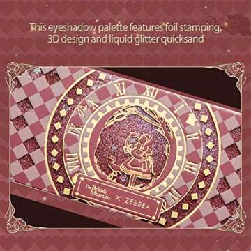 zeesea Eyeshadow Palette The British Museum Alice Series Eyeshadow Power Highly Pigmented Matte Glitter Makeup Long Lasting Shimmer Make Up 12 colors (03#Flamingo)