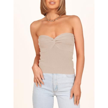 Caracilia Women's Strapless Tube Top for Trendy Y2K Style