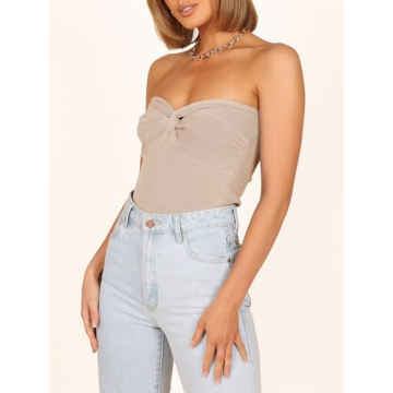 Caracilia Women's Strapless Tube Top for Trendy Y2K Style