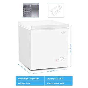 Compact 5.0 cu.ft KRIB BLING Chest Freezer with Removable Basket