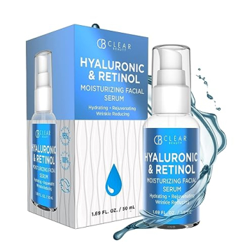 Clear Beauty Hyaluronic Acid & Retinol Moisturizing Facial Serum - Dermatologist Tested, Lightens Da...